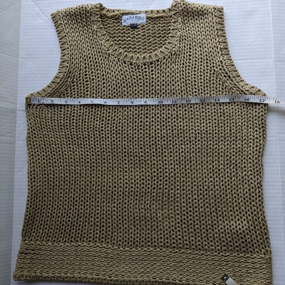 ALASKA BLUES GOLDEN BEIGE CROCHET KNIT VINTAGE* VEST CAMI TANK SIZE LARG… - Picture 6 of 12